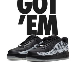 Nike Air Force 1 black skeleton size 9